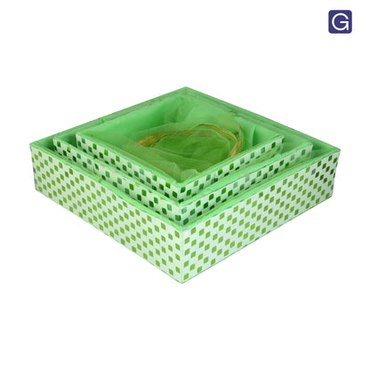 Classic Lime Green Decorative Basket Set of 3 | Festive & Shagun Gift Packaging
