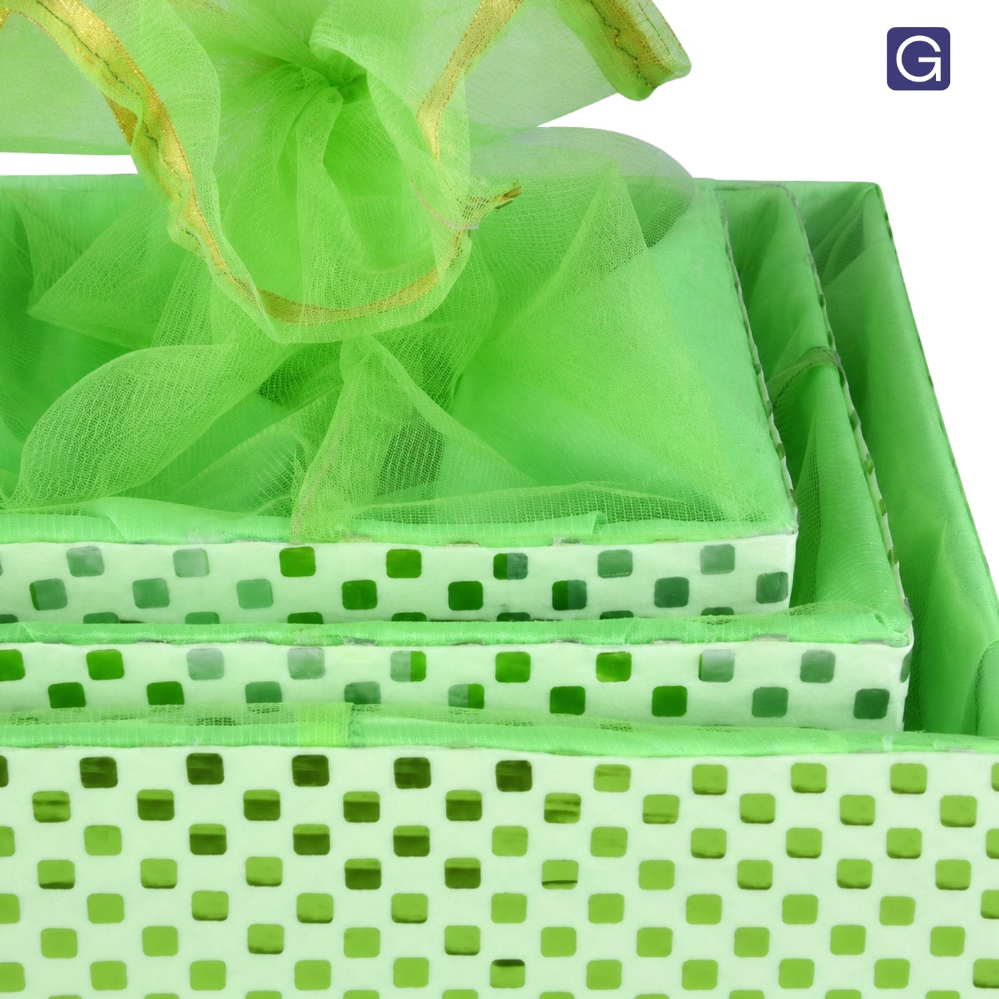 Classic Lime Green Decorative Basket Set of 3 | Festive & Shagun Gift Packaging