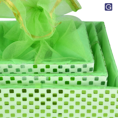 Classic Lime Green Decorative Basket Set of 3 | Festive & Shagun Gift Packaging