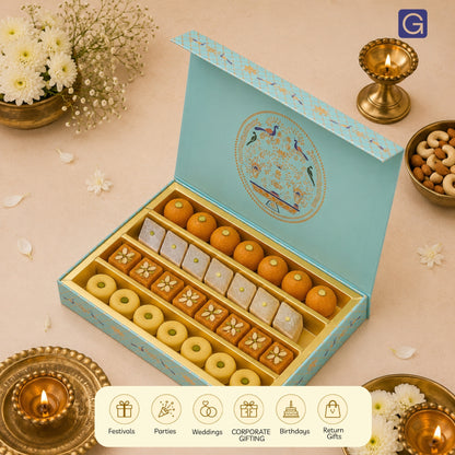Sky Blue Foil Magnetic File Box | Premium Sweet & Gift Packaging Box