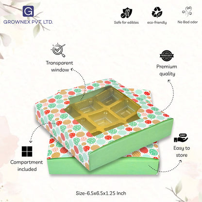 9 Cavity Folding Chocolates Packing Box - Floral Green | Grownex Packaging | Chocolate Box