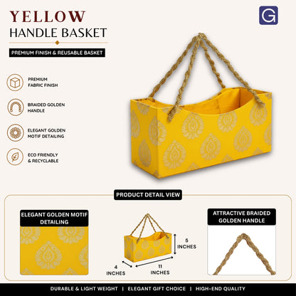 Yellow Hamper Basket with Handle | Premium Festive Gift Basket