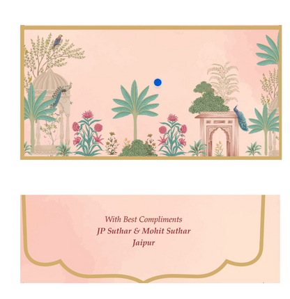 Personalised Pink Peacock Foil Envelope 18.42x8.89 cm