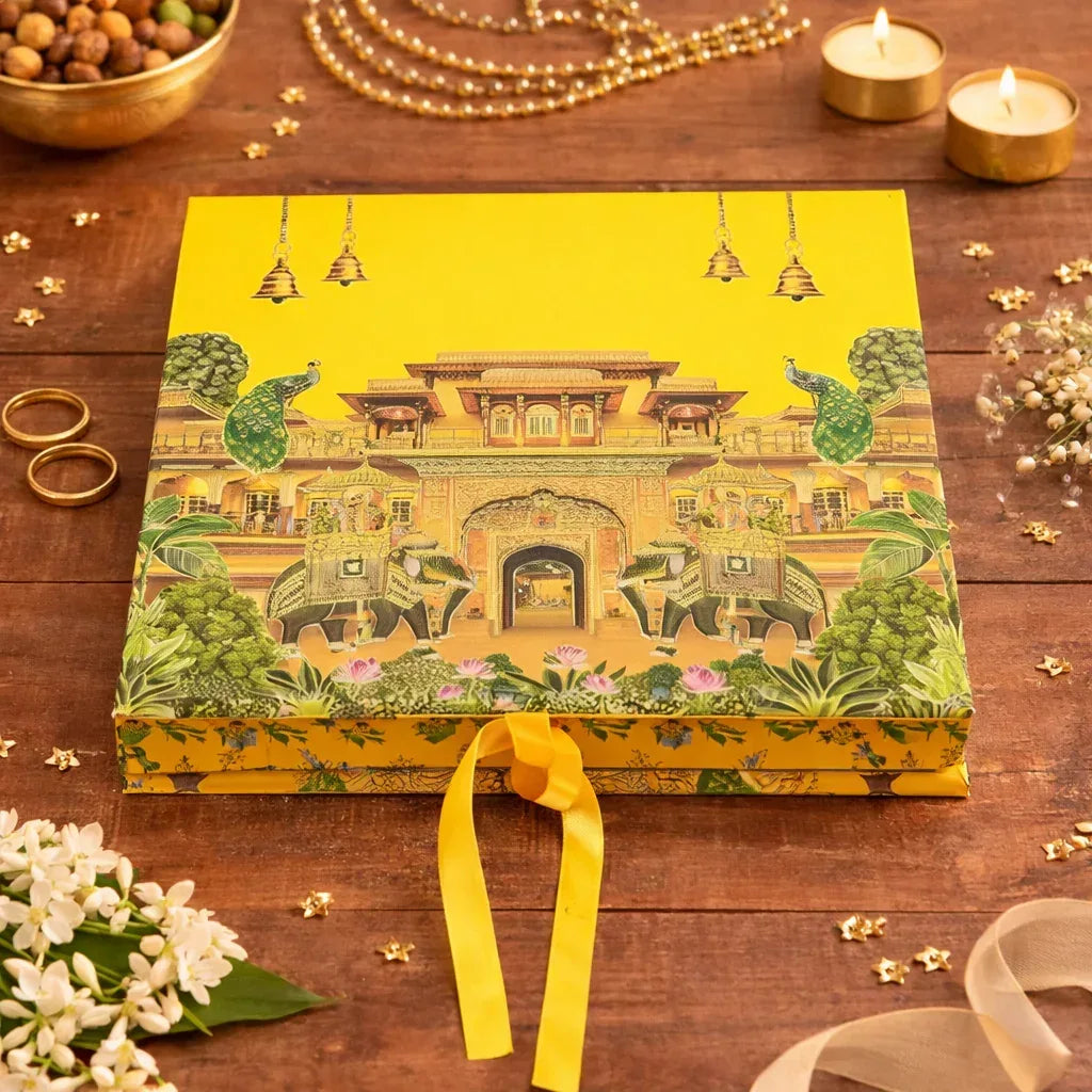 Rajasthani Theme Lawana Box Book Pattern (5 Partitions Tray) | Grownex Packaging | Sweet Box