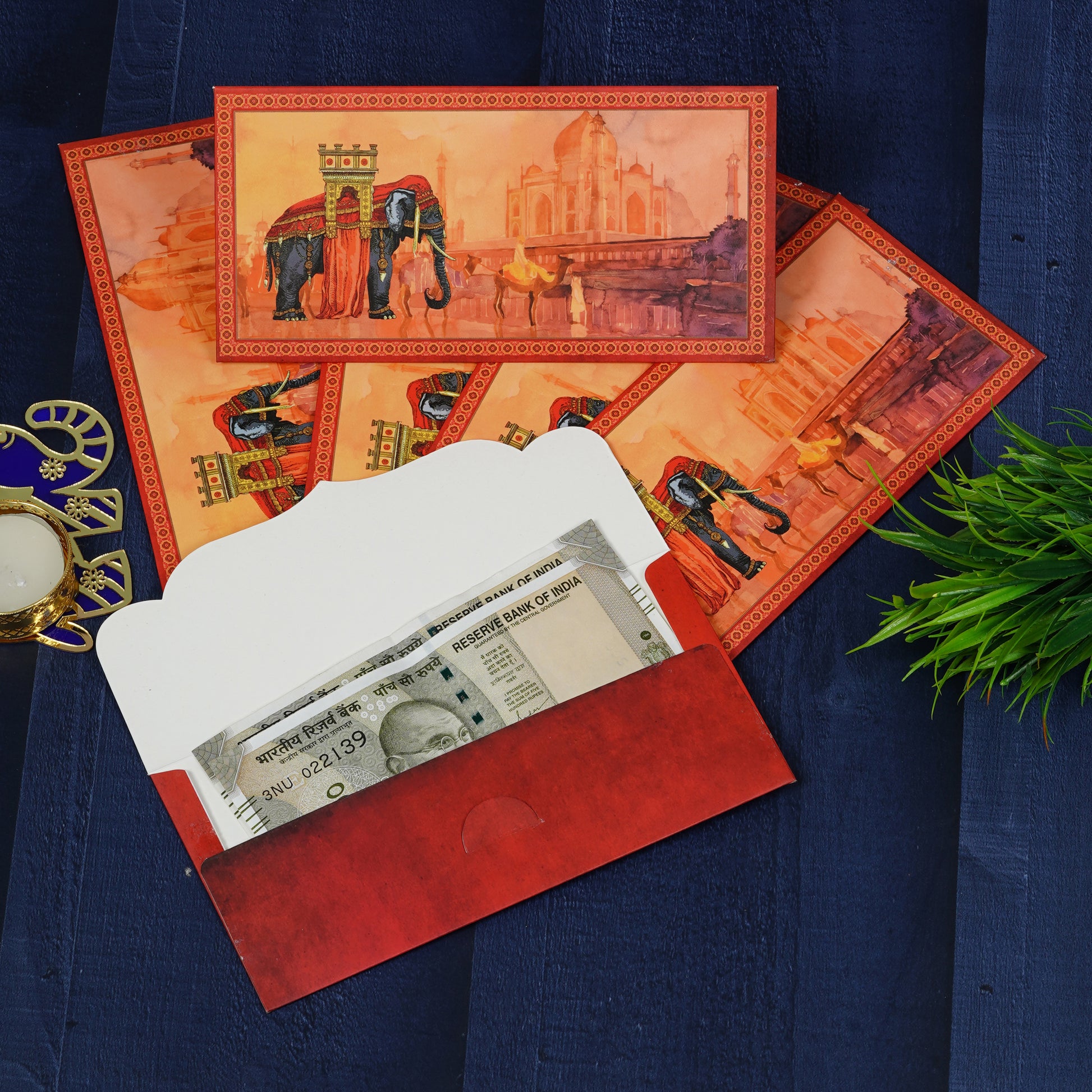 Red Elephant Foil Matt Envelope " Rakhi Special Gifting Envelope” | Grownex Packaging | Envelope