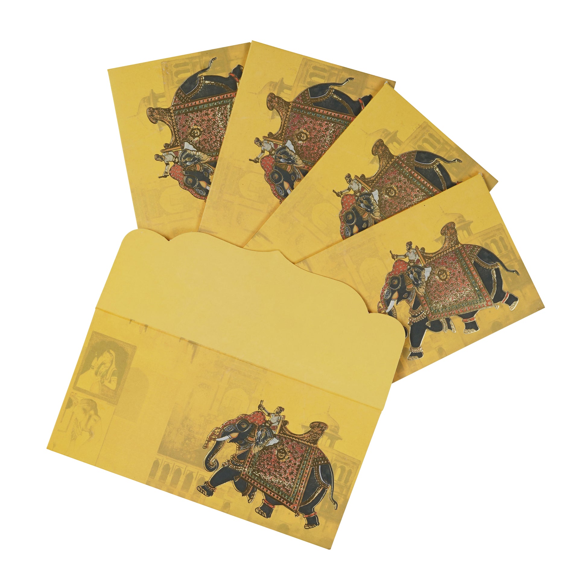 Yellow Elephant Foil Print Envelop For Rakhi Special | Grownex Packaging | Envelope