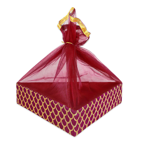 Cherry Red Triangle Gift Hamper Basket - Front View | Grownex Packaging