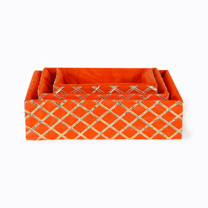 Square Lace Orange Basket