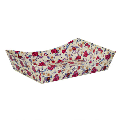 Boat Shape Floral Print Basket - Small 9x6x2.5 Inches