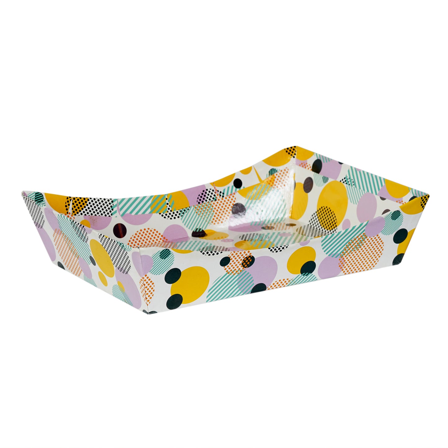 Boat Shape Modern Print Basket - Small - 9x6x2.5 Inches