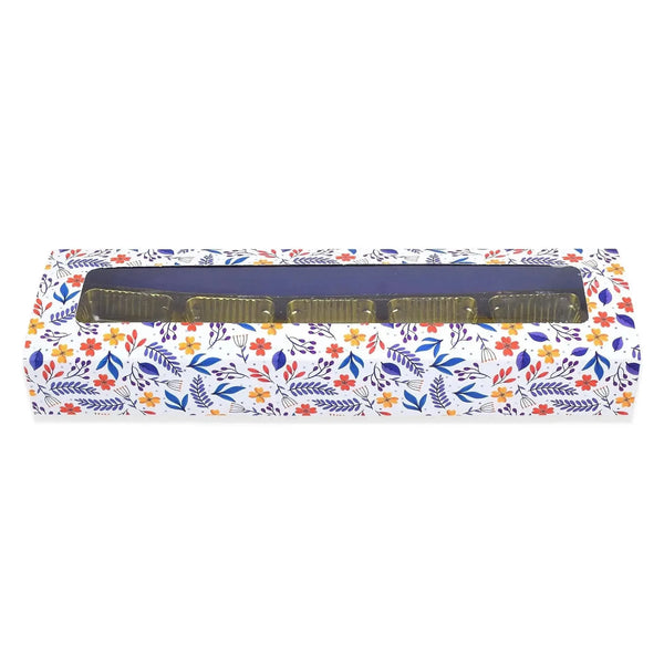 5 Cavity Folding Chocolates packing Box -Floral Blue | Grownex Packaging | Chocolate Box
