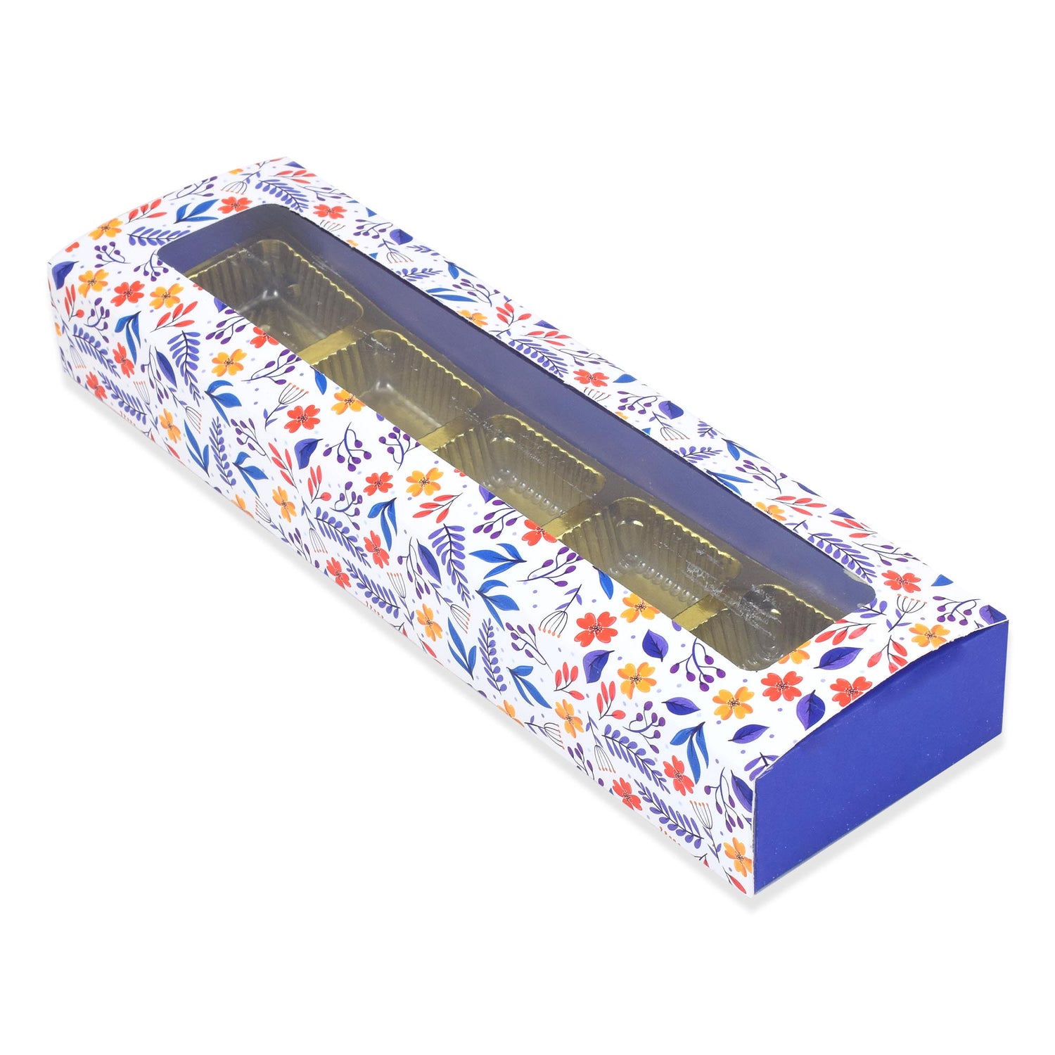 5 Cavity Folding Chocolates packing Box - Blue | Grownex Packaging | Chocolate Box
