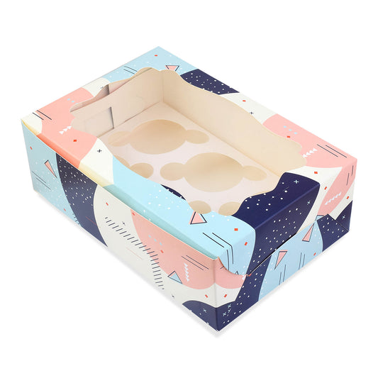 6 Pcs Cupcake Folding Box Multi Color