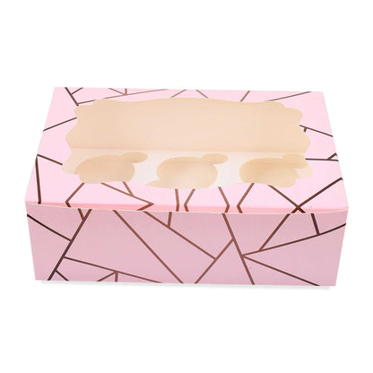 6 Pcs Cupcake Folding Box Pink | Grownex Packaging | Bakery Box