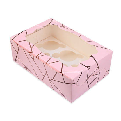 6 Pcs Cupcake Folding Box Pink | Grownex Packaging | Bakery Box
