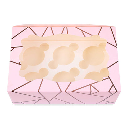 6 Pcs Cupcake Folding Box Pink | Grownex Packaging | Bakery Box