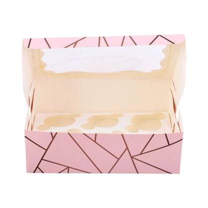 6 Pcs Cupcake Folding Box Pink | Grownex Packaging | Bakery Box