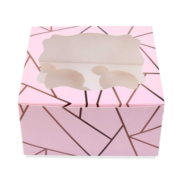 4 Pcs Cupcake Folding Box Pink | Grownex Packaging | Bakery Box