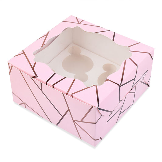 4 Pcs Cupcake Folding Box Pink