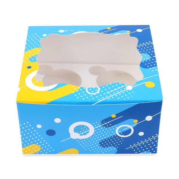 4 Pcs Cupcake Folding Box Blue | Grownex Packaging | Bakery Box