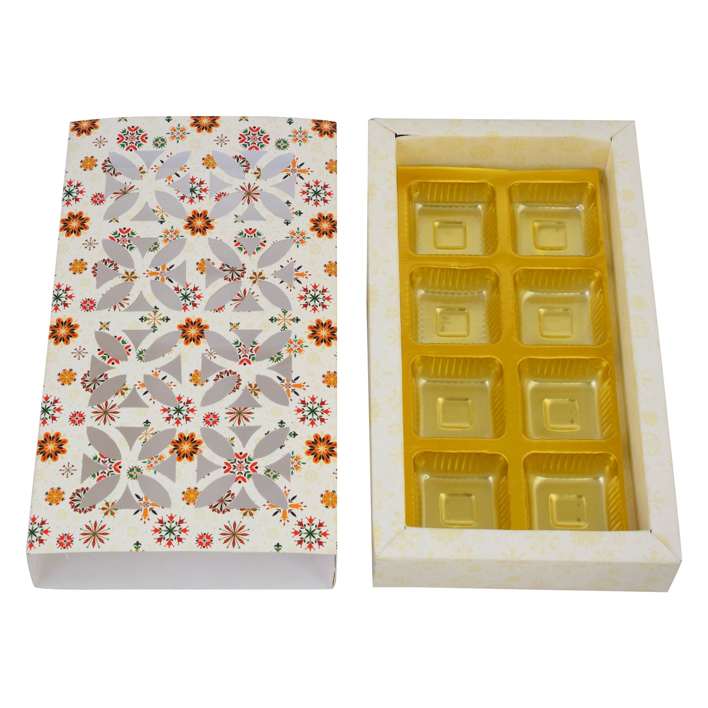 Floral Beige 8 Cavity Folding Chocolate Box