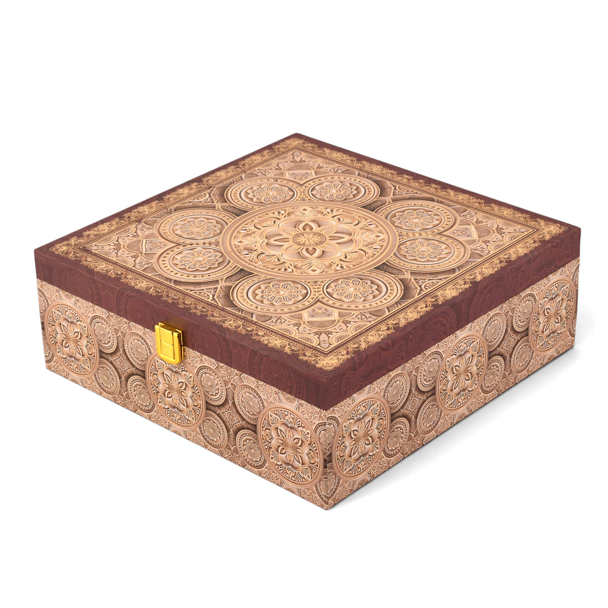 4 Jar Mandala Print Wooden Box - For Gifting