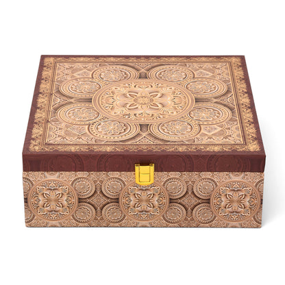 4 Jar Mandala Print Wooden Box - For Gifting