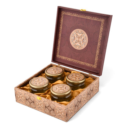 4 Jar Mandala Print Wooden Box - For Gifting