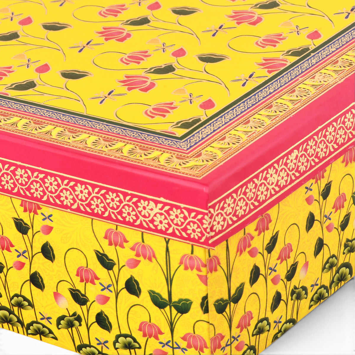 Floral Yellow Laddoo and Sweet Box 4 piece