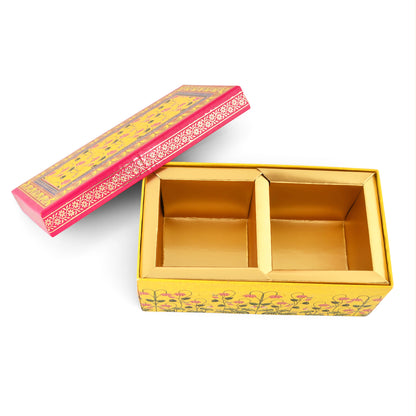 Floral Yellow Laddoo and Sweet Box 2 piece