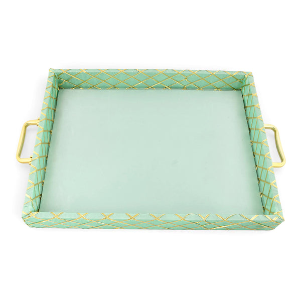 Off Green Wooden Square Lace Hamper Tray | Rakhi, Eid & Wedding Festive Gift Tray