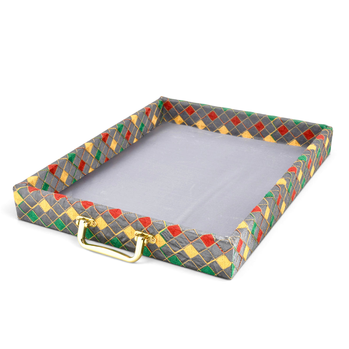 Slate Grey Multicolor Border Tray