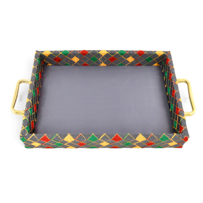 Slate Grey Multicolor Border Tray