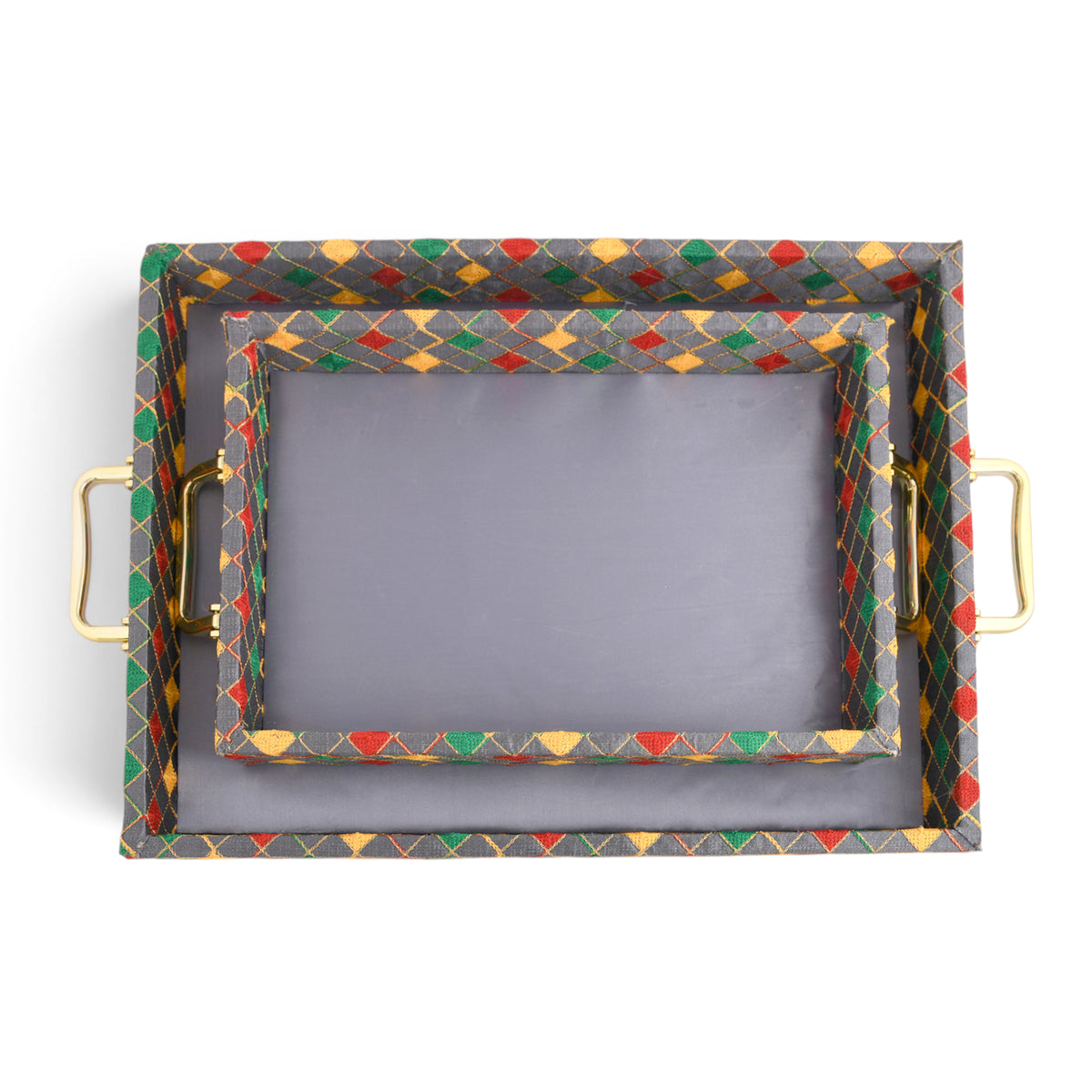 Slate Grey Multicolor Border Tray