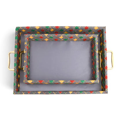 Slate Grey Multicolor Border Tray