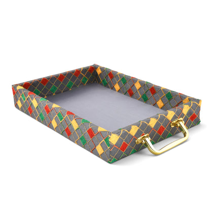 Slate Grey Multicolor Border Tray
