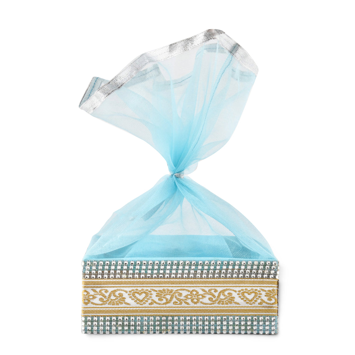 Sky Blue Gift Basket with Lace | Wedding & Return Gift Packaging
