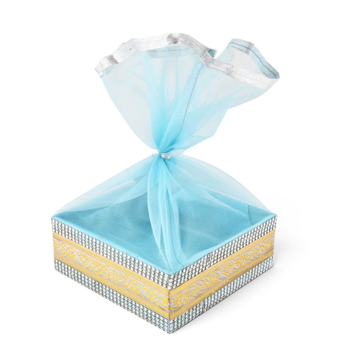 Sky Blue Gift Basket with Lace | Wedding & Return Gift Packaging