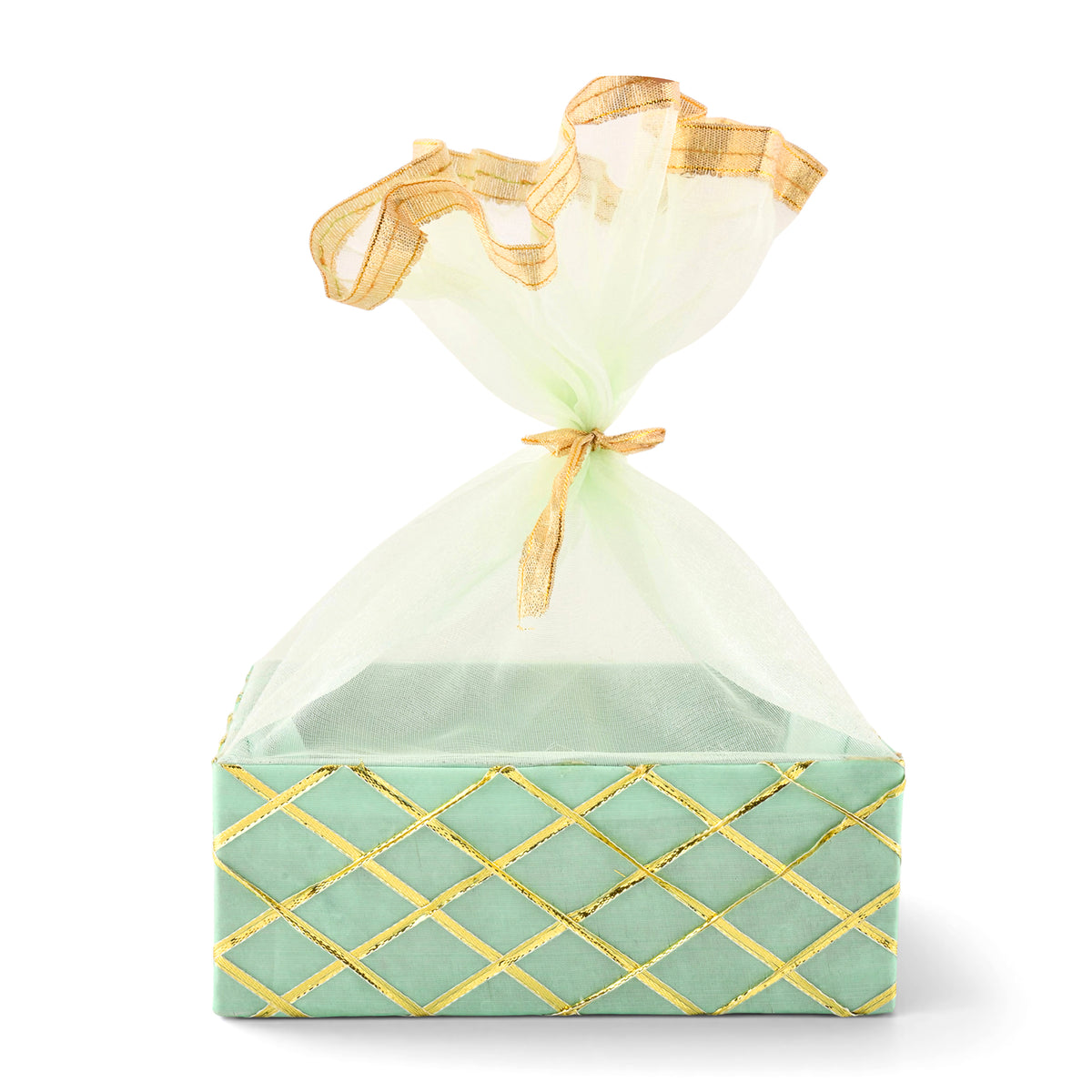 Square Lace Sea Green Decorative Basket | Festive & Wedding Gift Packaging