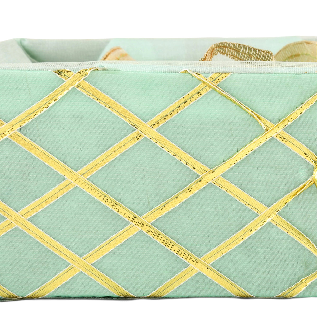 Square Lace Sea Green Decorative Basket | Festive & Wedding Gift Packaging