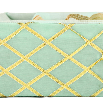 Square Lace Sea Green Decorative Basket | Festive & Wedding Gift Packaging