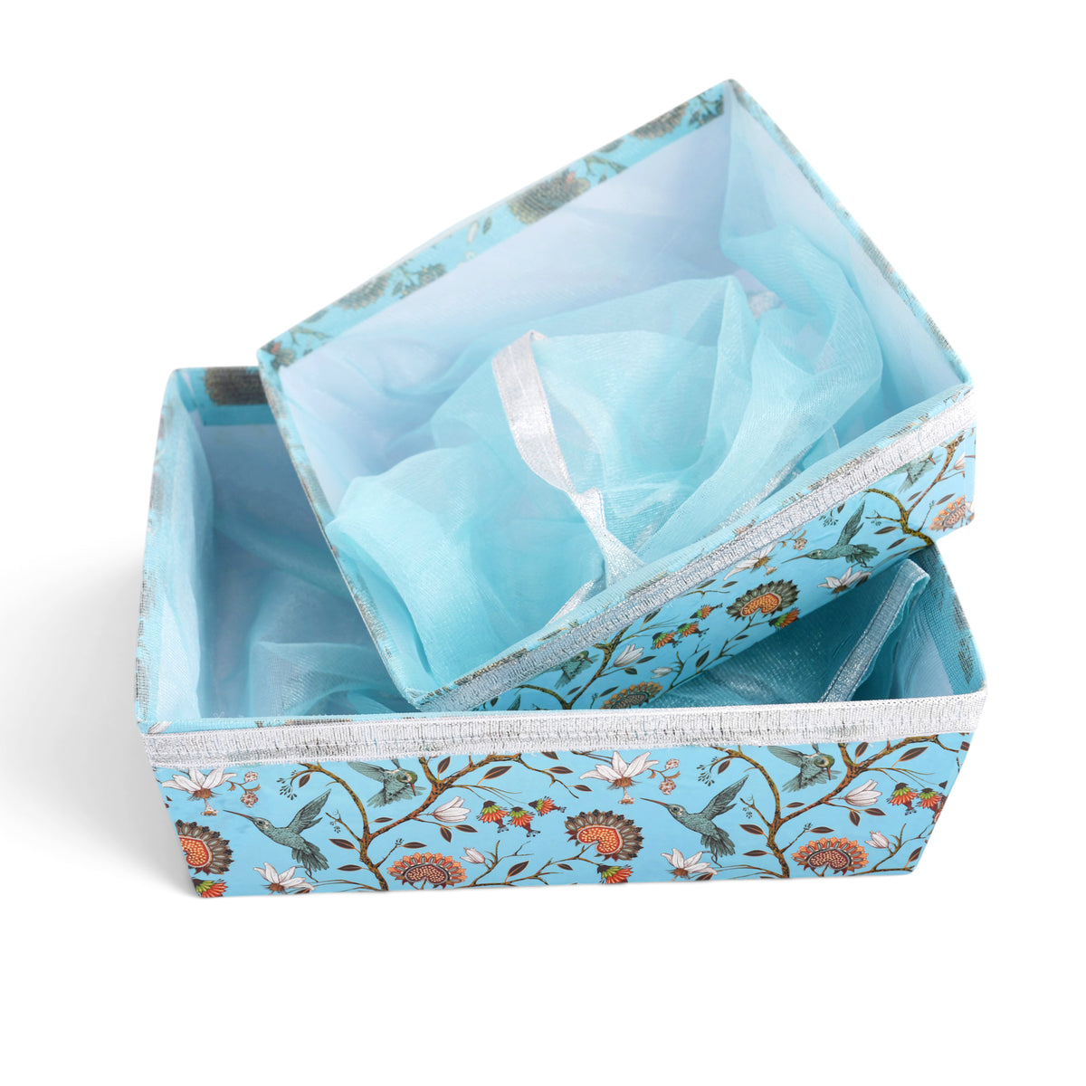 Blue Bird Print Gift Hamper Basket | Wedding & Return Gift Basket