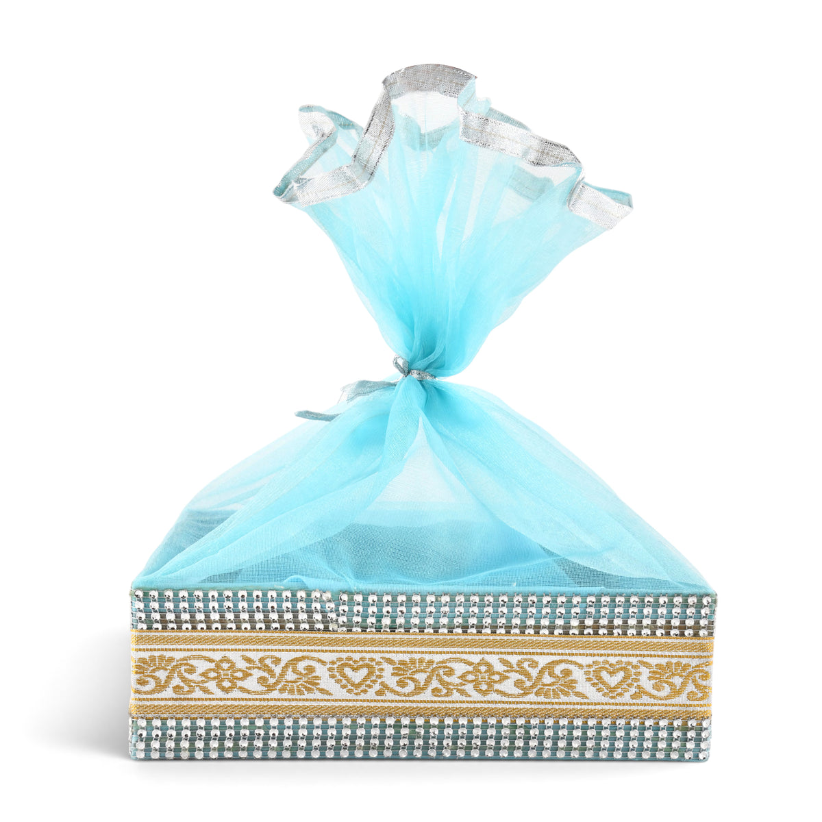 Sky Blue Gift Basket with Lace | Wedding & Return Gift Packaging