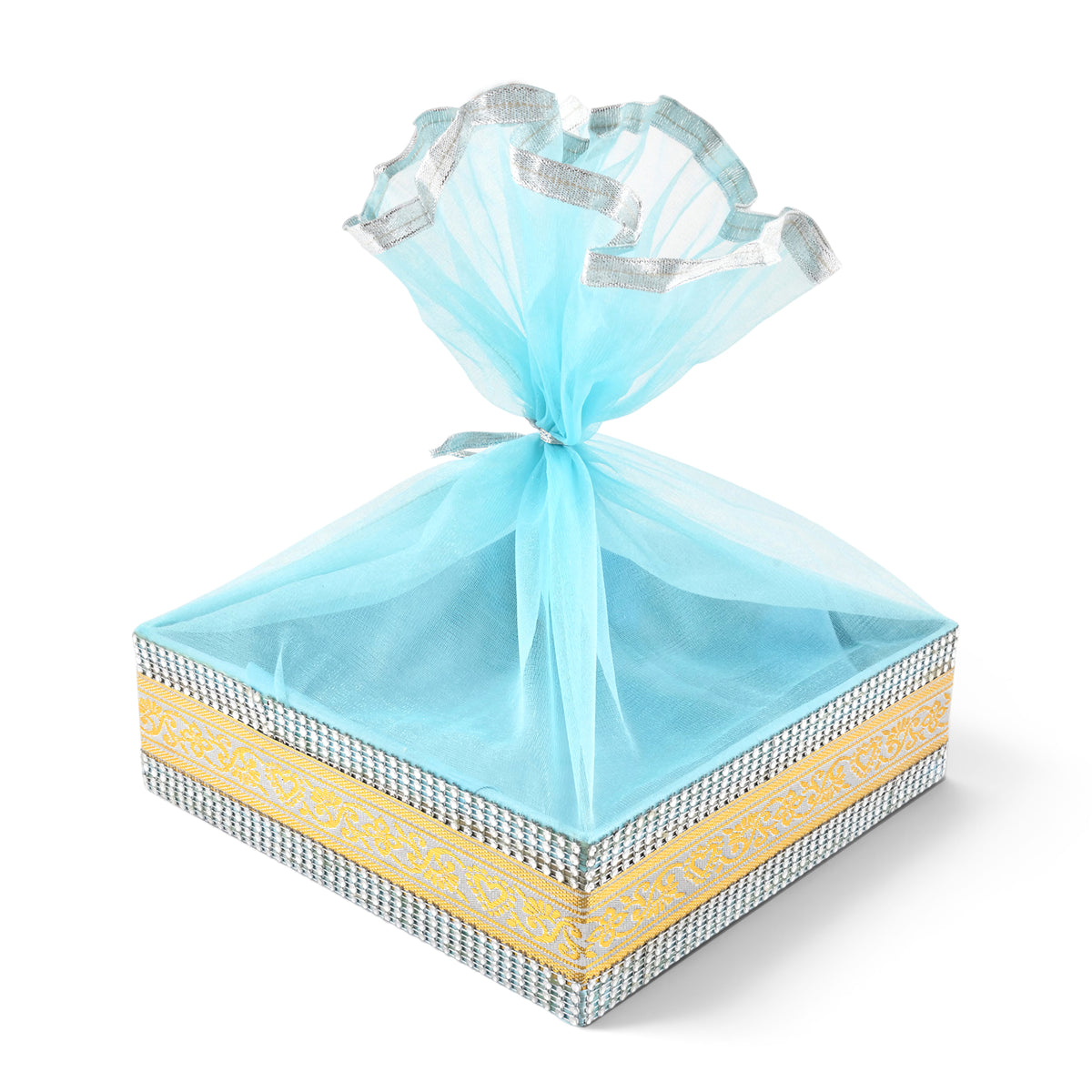 Sky Blue Gift Basket with Lace | Wedding & Return Gift Packaging