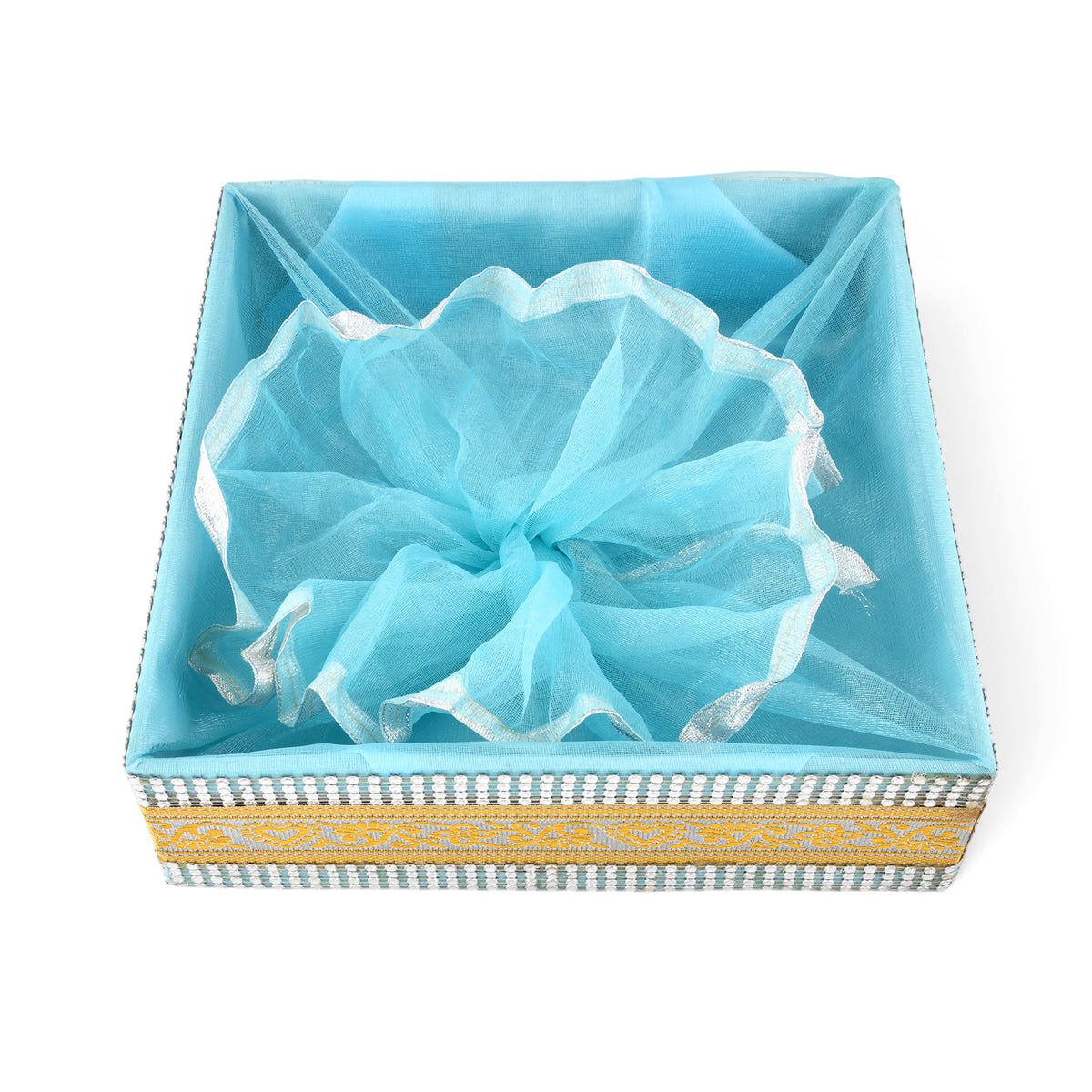 Sky Blue Gift Basket with Lace | Wedding & Return Gift Packaging