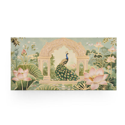 Green Peacock Print Envelope