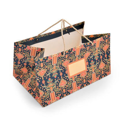 Traditional Paisley Motif Printed Paper Gift Bag 14.4 × 9.4 × 7.5 Inch | Luxury Hamper & Gift Packaging