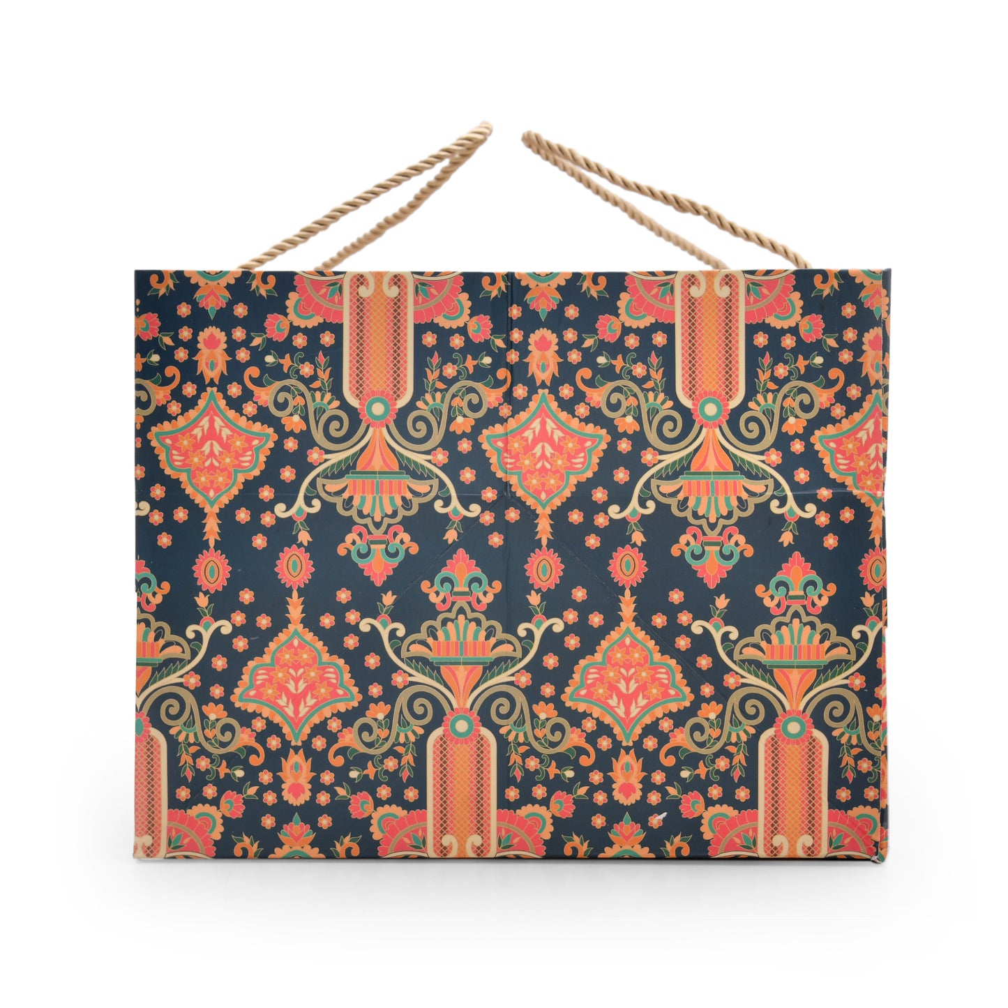 Traditional Paisley Motif Printed Paper Gift Bag 14.4 × 9.4 × 7.5 Inch | Luxury Hamper & Gift Packaging