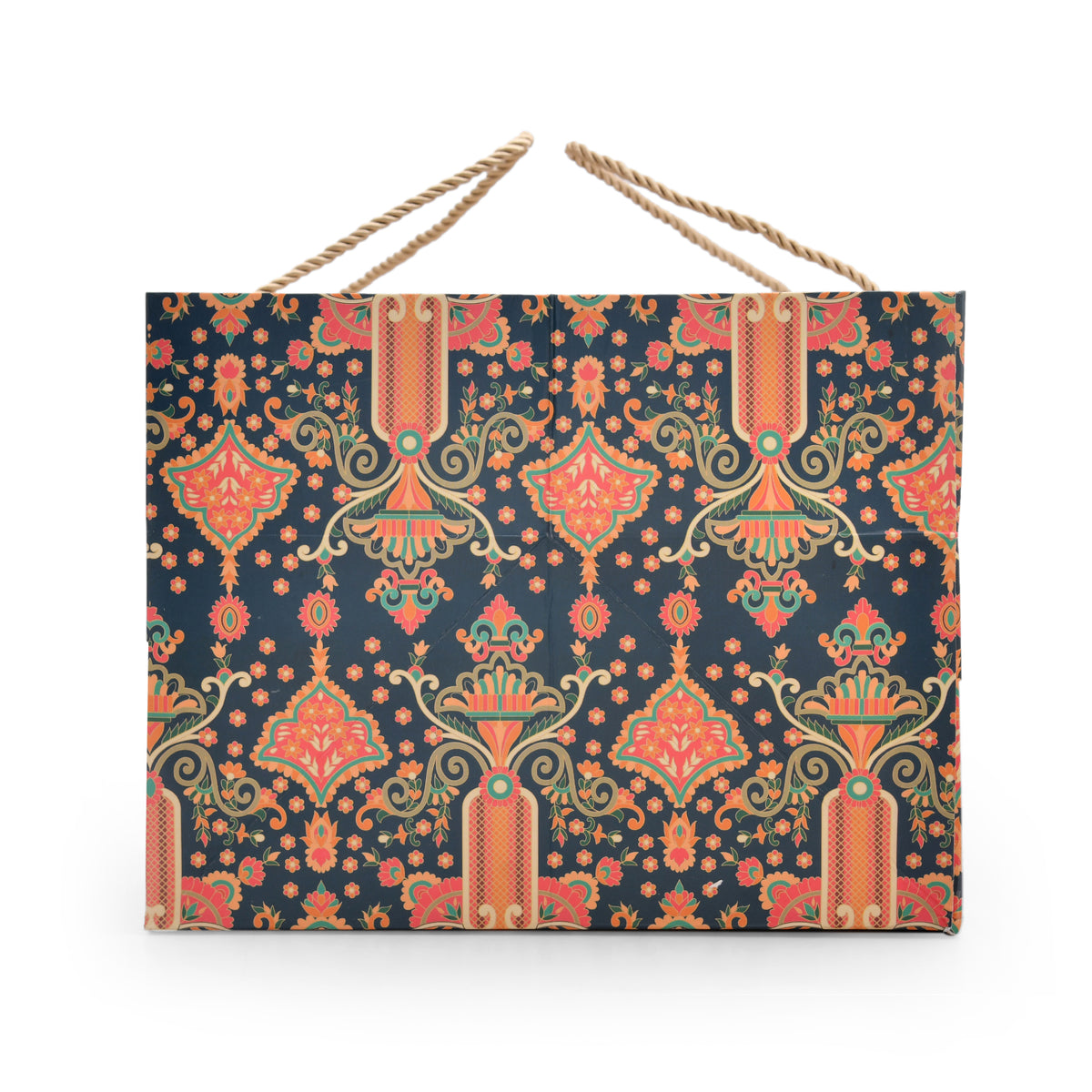 Traditional Paisley Motif Printed Paper Gift Bag 14.4 × 9.4 × 7.5 Inch | Luxury Hamper & Gift Packaging