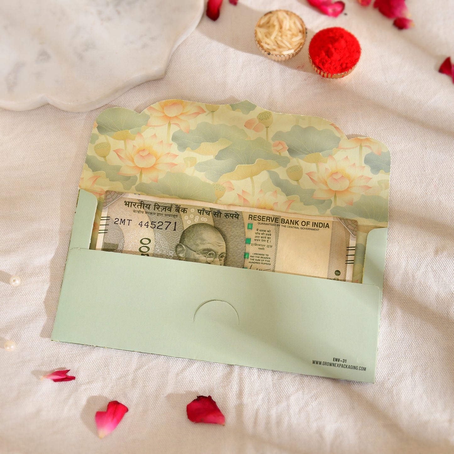 Green Peacock Print Envelope